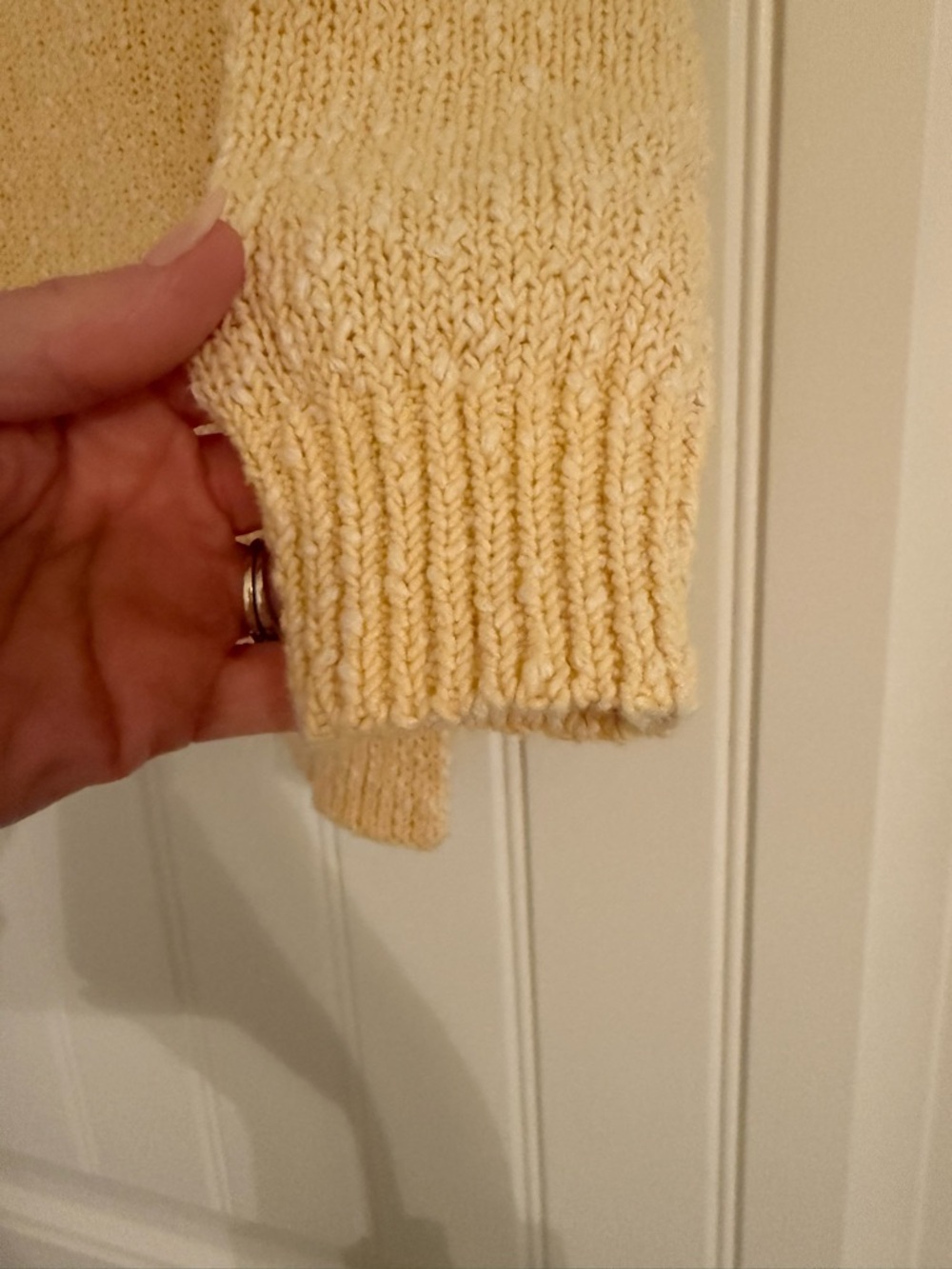 J. McLaughlin Medium Butter Yellow 90s Coastal Fisherman Minimalist Sweater Prep - Picture 5 of 8
